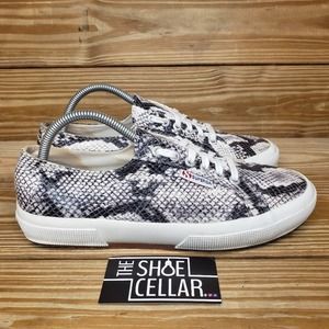 Superga Womens 10 Charcoal Faux Snakeskin Sneakers Shoes Style S00FW20